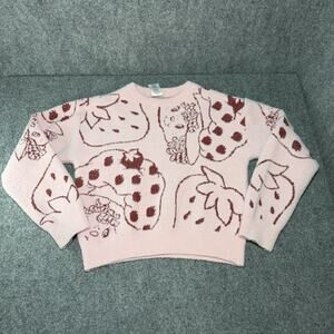 Strawberry Shortcake Girls Graphic Eyelash Glitter Sweater Size XL (14/16) Pink